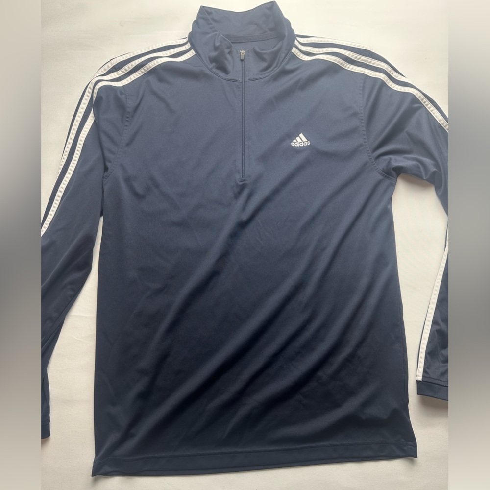 Adidas navy blue and white stripe men’s 1/4 zip pullover size L